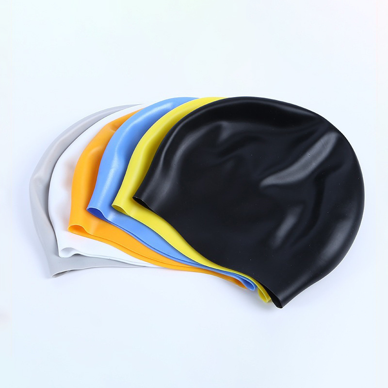 custom design logo print waterproof high elasticity best quality silicone seamless swim cap sports silicone swimming cap