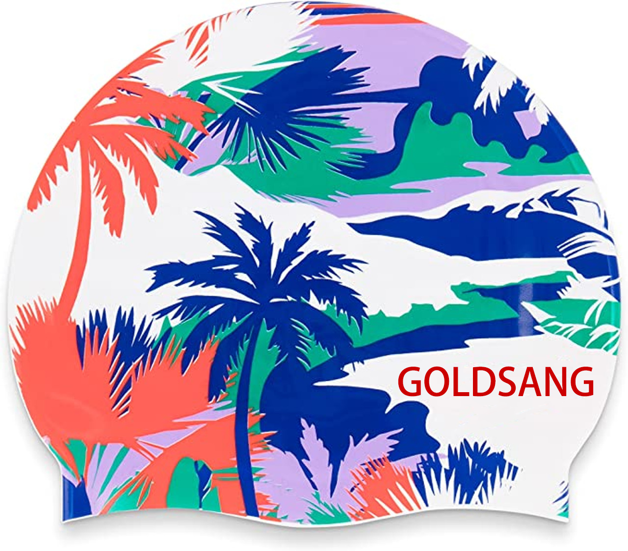 custom logo palm tree printed silicone swim hats design 30g silicone swim cap waterproof high elasticity adult swim caps