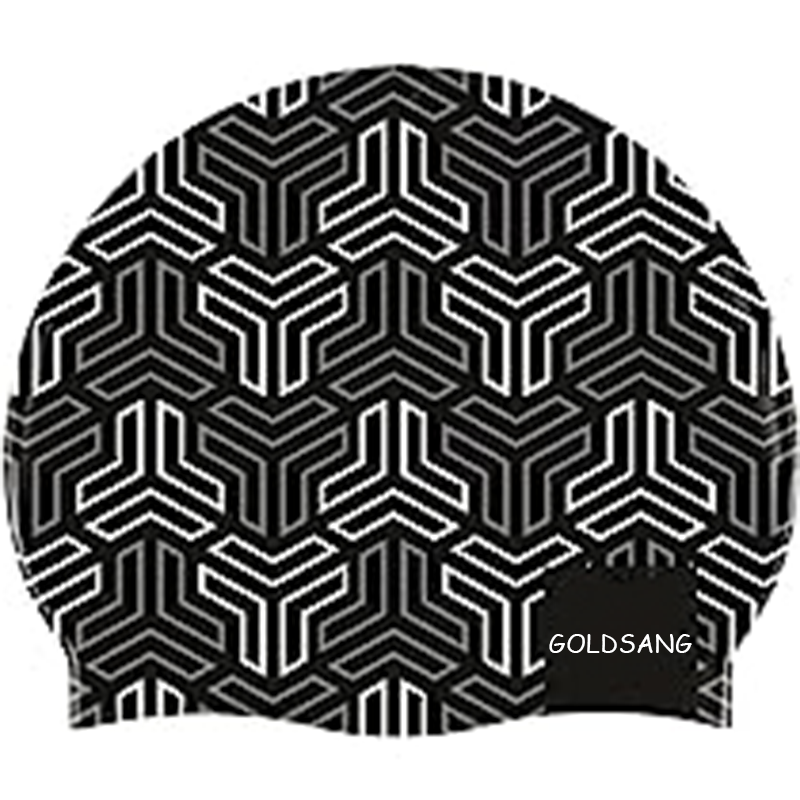 wholesale silicone latex swim cap high quality best water-proof swimming hats custom logo screen geometric print swimming caps