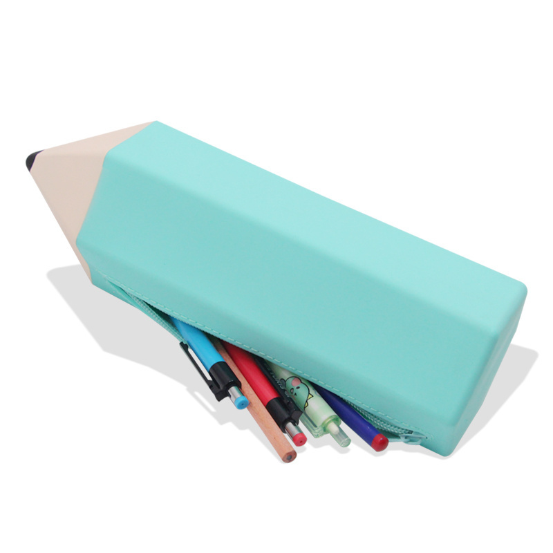 customized pencil pouch big capacity stand up stationary pouch silicone pencil case for school pen bags zipper pencil pouch