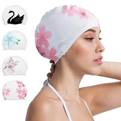 top quality women long hair swim cap waterproof swimming hat custom flower print swimming cap with your logo BestSuppliers