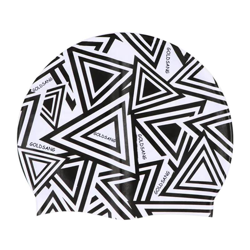 wholesale silicone latex swim cap high quality best water-proof swimming hats custom logo screen geometric print swimming caps