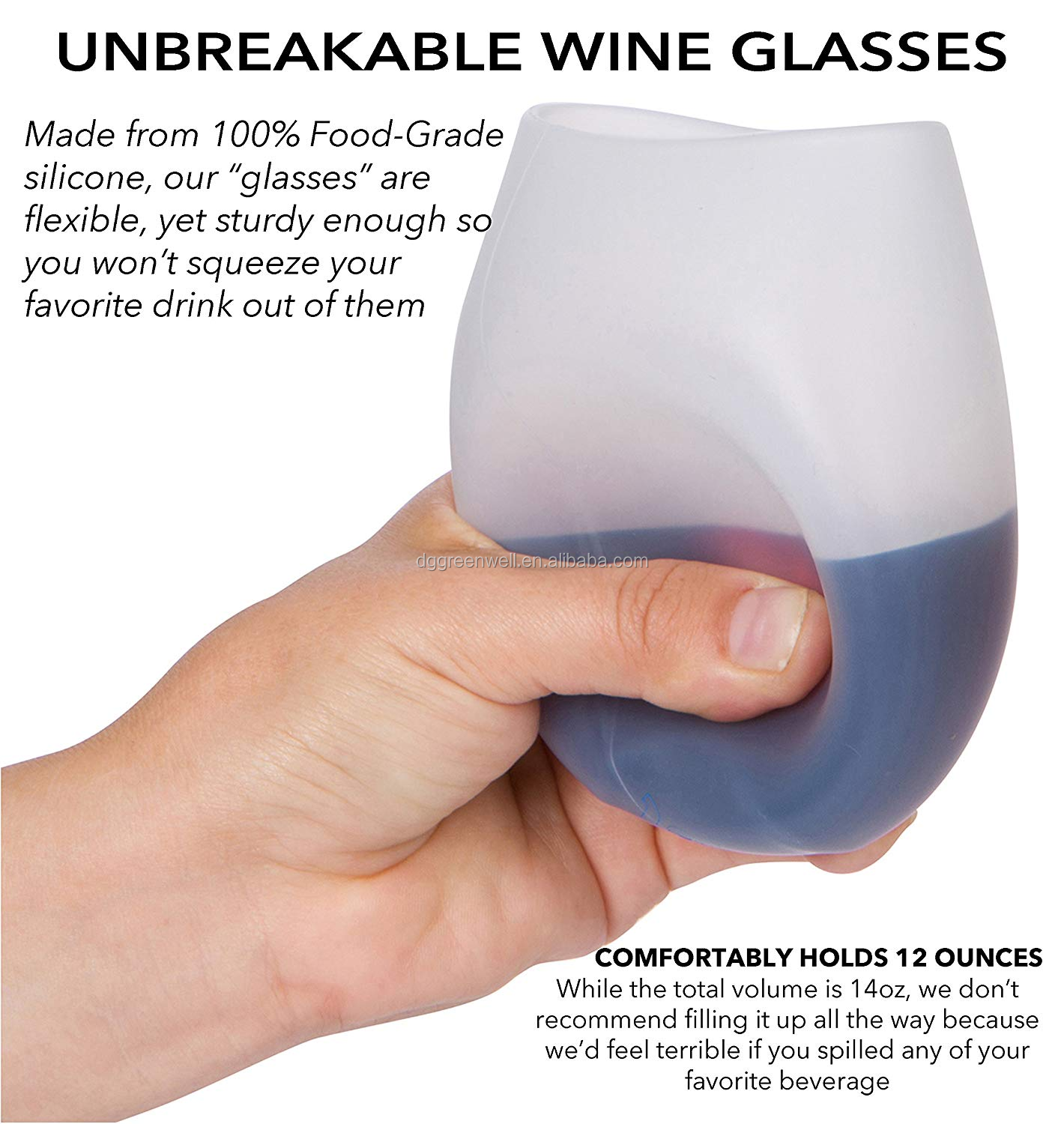 Unbreakable Silicone Wine Glasses Outdoor Stemless Shatterproof Wine Squishy Cups