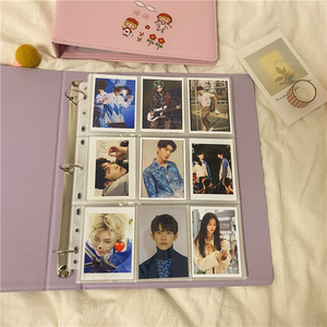 Custom LOGO PU Leather Cover  3-Inch 9 Pocket PP Sleeves A4 3 Ring Binder Kpop Idol Photocard Collect Book Folder