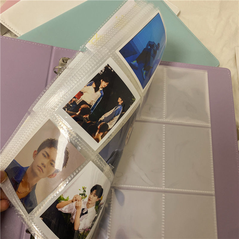 Custom LOGO PU Leather Cover  3-Inch 9 Pocket PP Sleeves A4 3 Ring Binder Kpop Idol Photocard Collect Book Folder