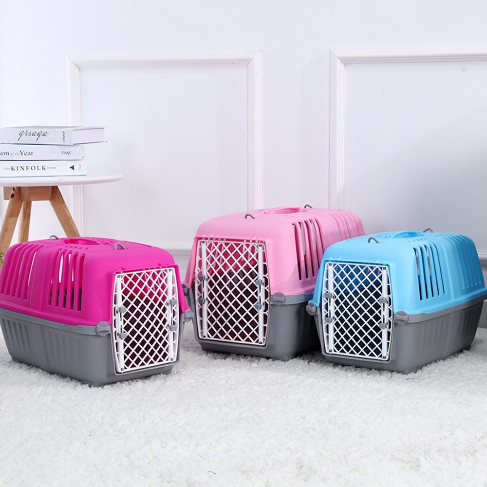 Portable Airline Approved Wire Door Plastic Pet Cat Puppy Dog Travel Carrier Cage Crate Kennel