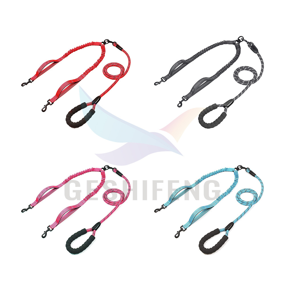 Multifunctional Wholesale Luxury Pull Two Double Head Nylon Reflective Handsfree Hands Free Waist Belt Running Pet Dog Leash