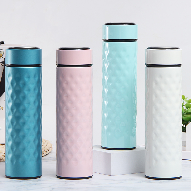 GT 500ml Shiny Color Diamond Shaped Rhomboid Tea Infuser Inside Double Wall 18 8 Stainless Steel Insulated Water Bottle