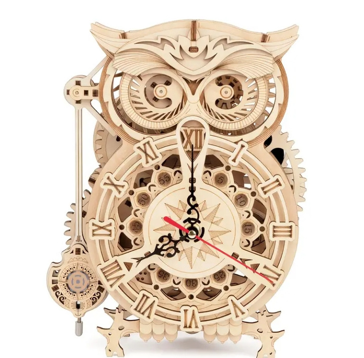 3D Wooden Puzzle Owl Clock Model Kit Desk Clock Home Decor Unique Gift On Birthday Christmas Day ornament