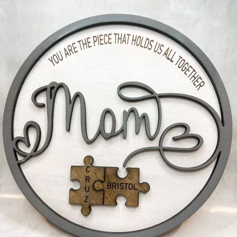 Mother's Day Customized Name Personalized Holiday Gift Wooden Photo Frame Puzzle Decoration