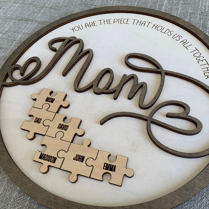 Mother's Day Customized Name Personalized Holiday Gift Wooden Photo Frame Puzzle Decoration