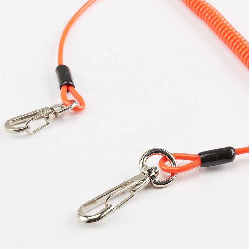 Plastic Bungee Universal Stretch Retractable Coil Spring Lanyard With Key Chain And Ring