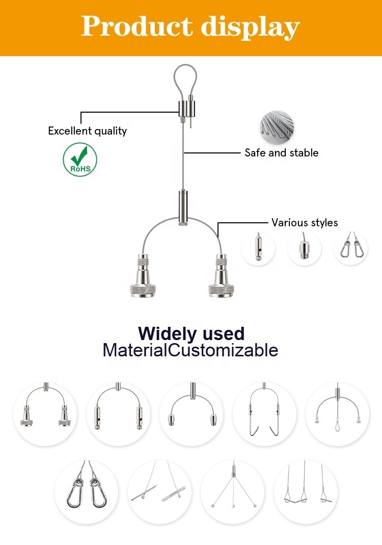 Wholesale Custom Y-Leg Stainless Steel Wire LED Lighting Hardware Suspension Kits for LED panel hanging