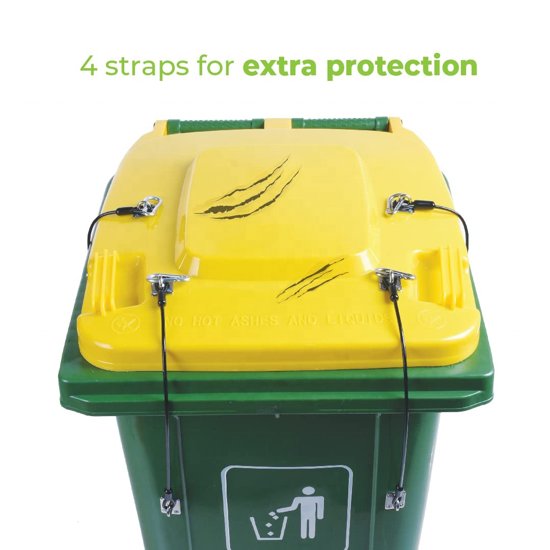 Durable Nylon Coated Wire Rope Trash Can Lid Lock Metal Outdoor Trash Can Lock for Litter Prevention Trash Can Locks for Animals