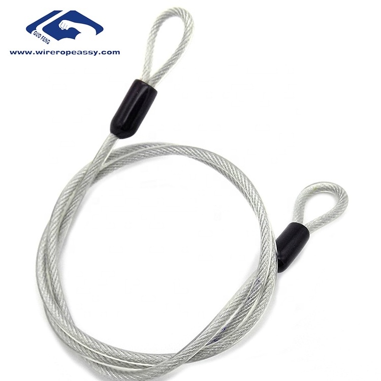 Manufacturer Direct Custom Outdoor Travel Security Cable PVC Coated Flexible Steel Safety Cable Wire Rope Lock With Double Loop