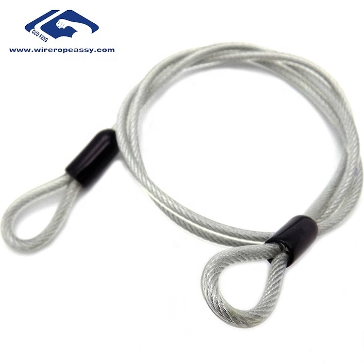 Manufacturer Direct Custom Outdoor Travel Security Cable PVC Coated Flexible Steel Safety Cable Wire Rope Lock With Double Loop