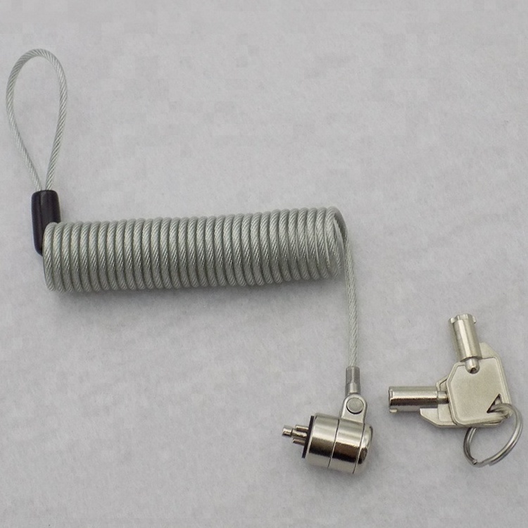 Custom high Tension Combinational Stainless Steel Spring Cable Lock with Keys for Laptop Notebook Lock