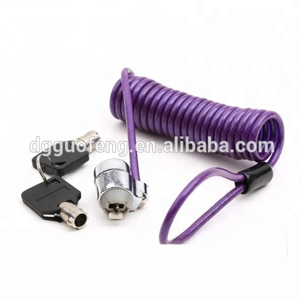 Custom high Tension Combinational Stainless Steel Spring Cable Lock with Keys for Laptop Notebook Lock