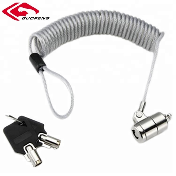 Custom high Tension Combinational Stainless Steel Spring Cable Lock with Keys for Laptop Notebook Lock