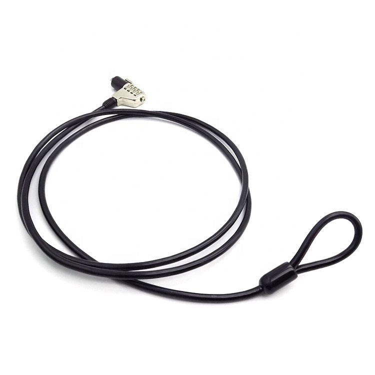 3.0mm steel wire rope coated PVC spring lanyards retractable lock for laptop