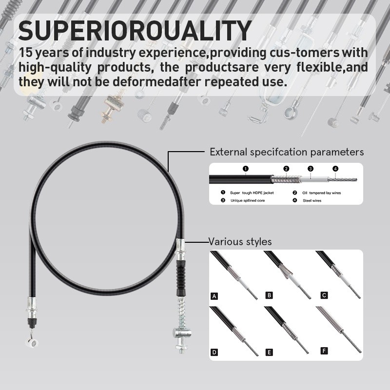 Factory direct OEM PVC PE outer casing steel brake wire fittings durable parking brake cable for motorcycle bicycle parts
