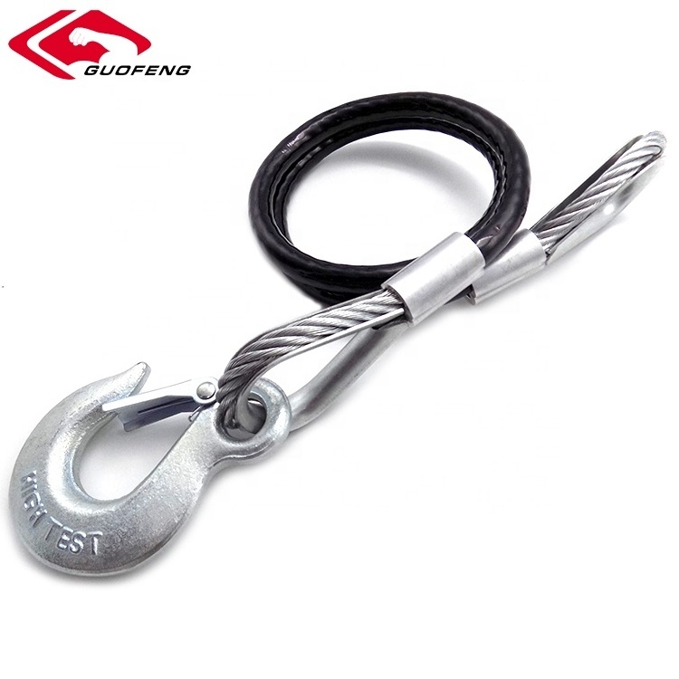 Custom high quality heavy duty steel tow cable wire trailer breakaway winch cable switch lanyard for car trunk