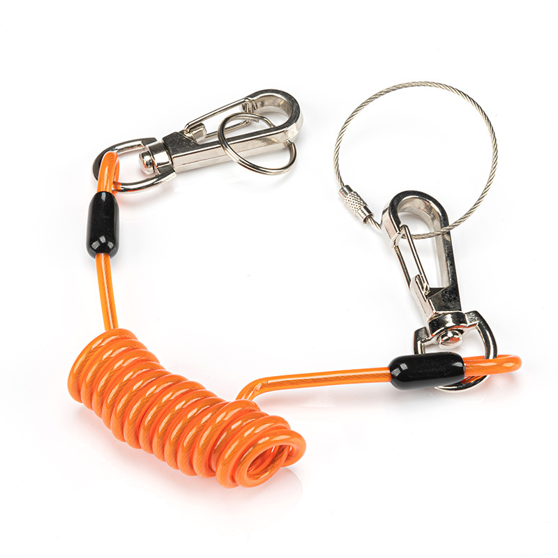 High Quality Keychain Spring Plastic Spiral Cord Coil Holder Magnetic Clip Bungee Safety Retractable For Coiled Tool Lanyard