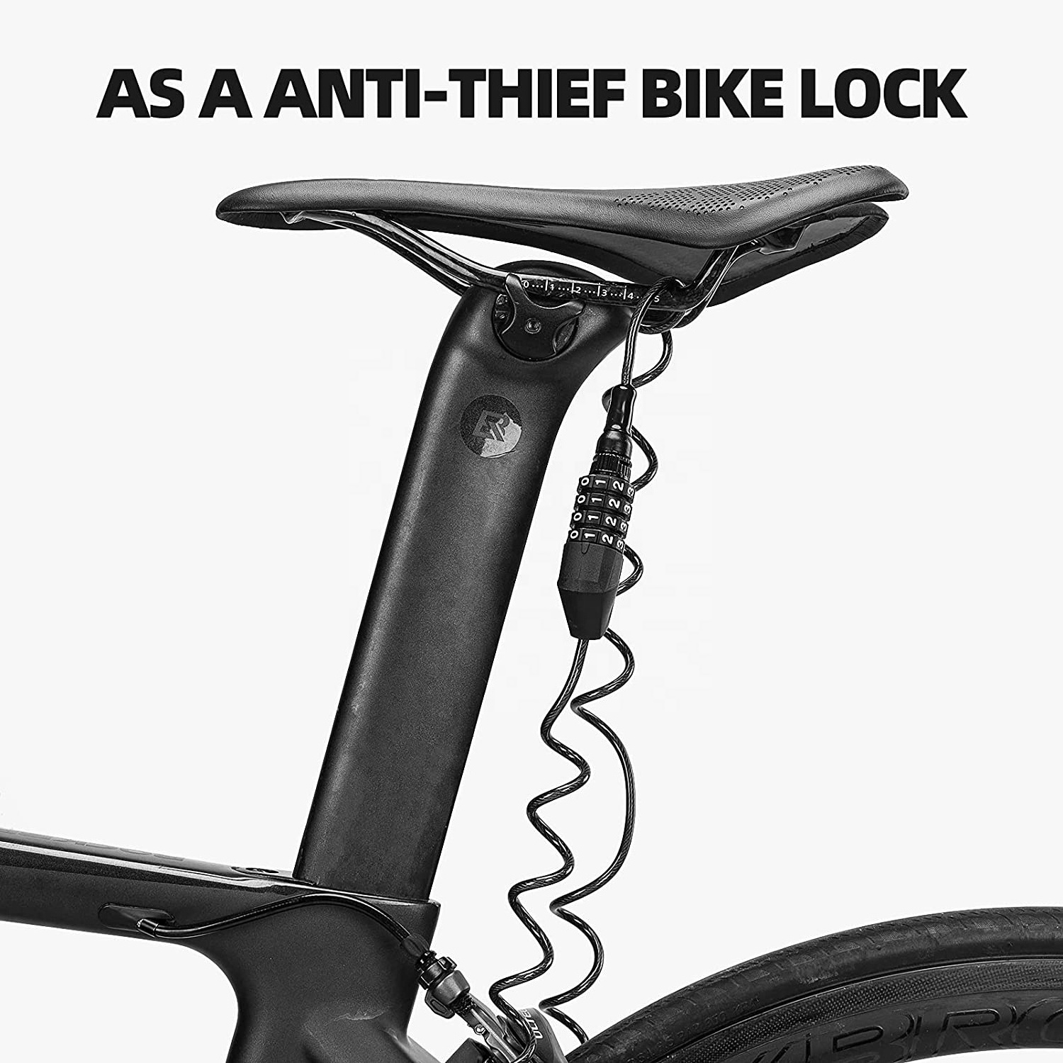 High security black combination Small Bicycle Lock Resettable Bike Wheel Lock for safety