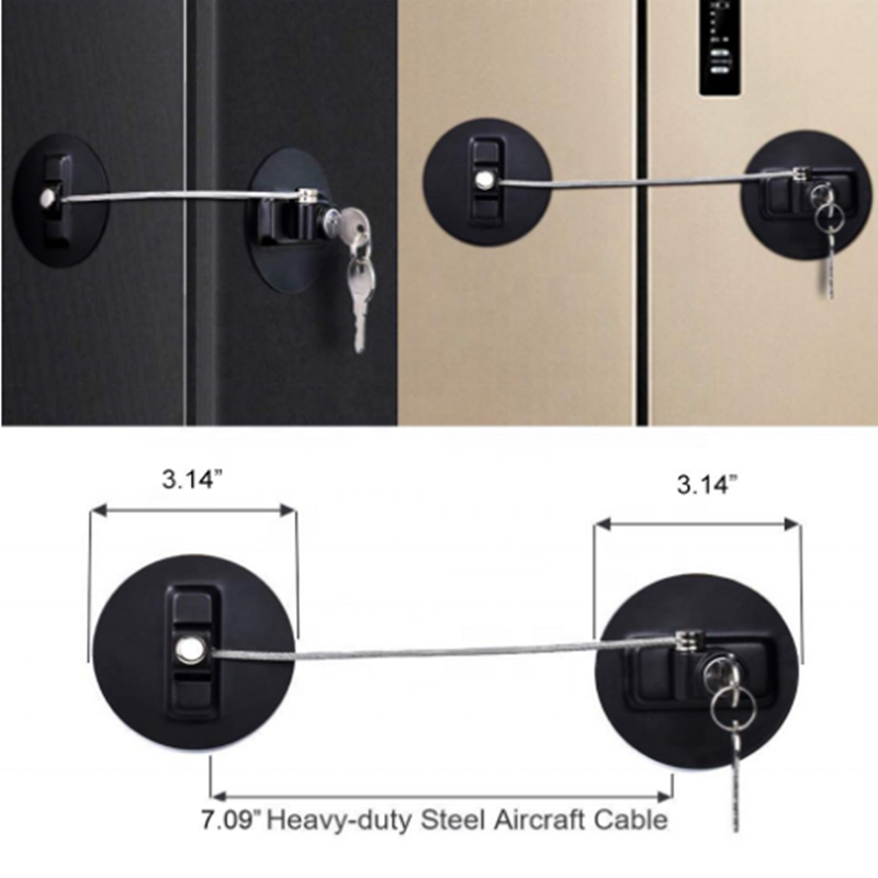 Heavy-Duty Aircraft Cable Strong Adhesives Custom Refrigerator Lock Fridge Lock Keys Rustproof Freezer Lock For Children