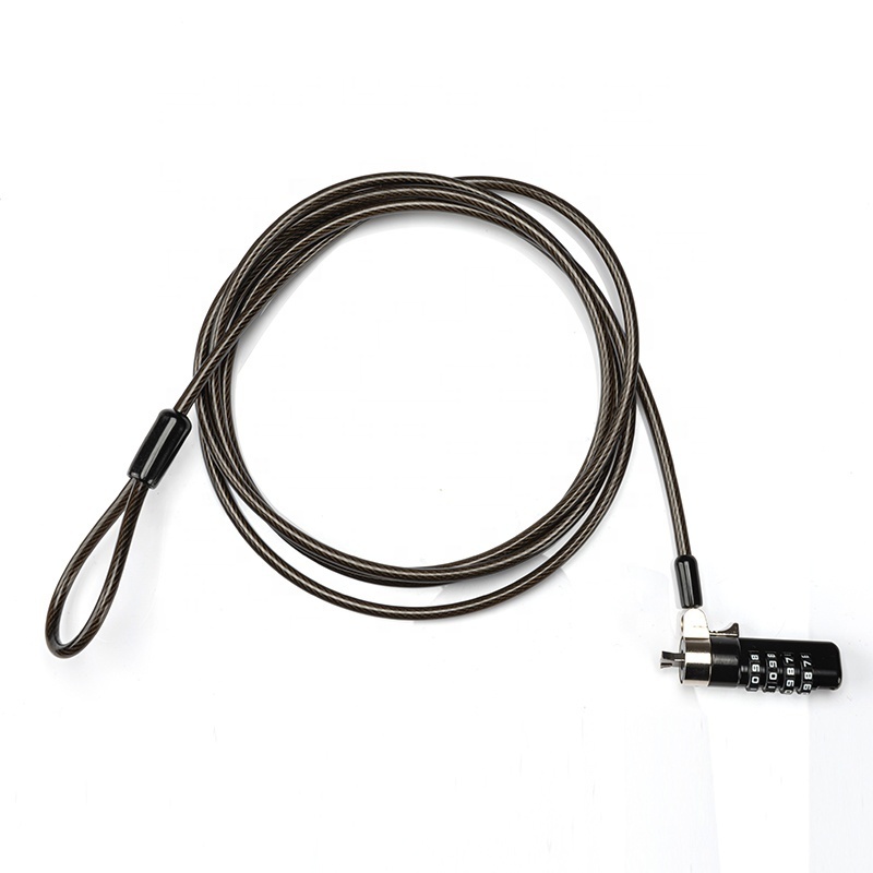 High quality 4 digital black PVC security lock cable noble lock laptop lock for safety