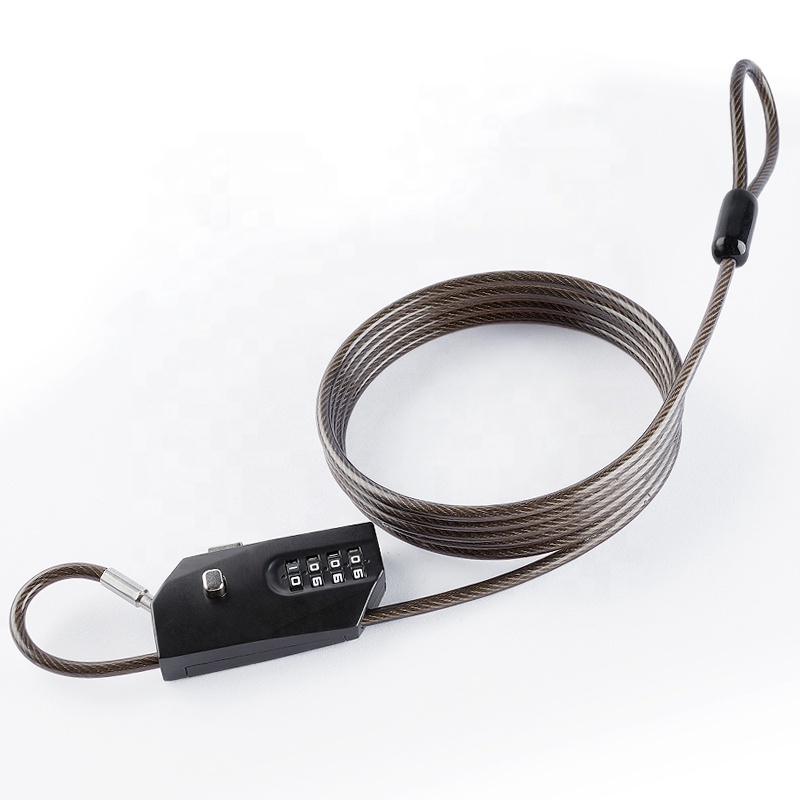 Adjustable 1.8m Long PVC Coating functional Cable Lock for Outside Locking Security