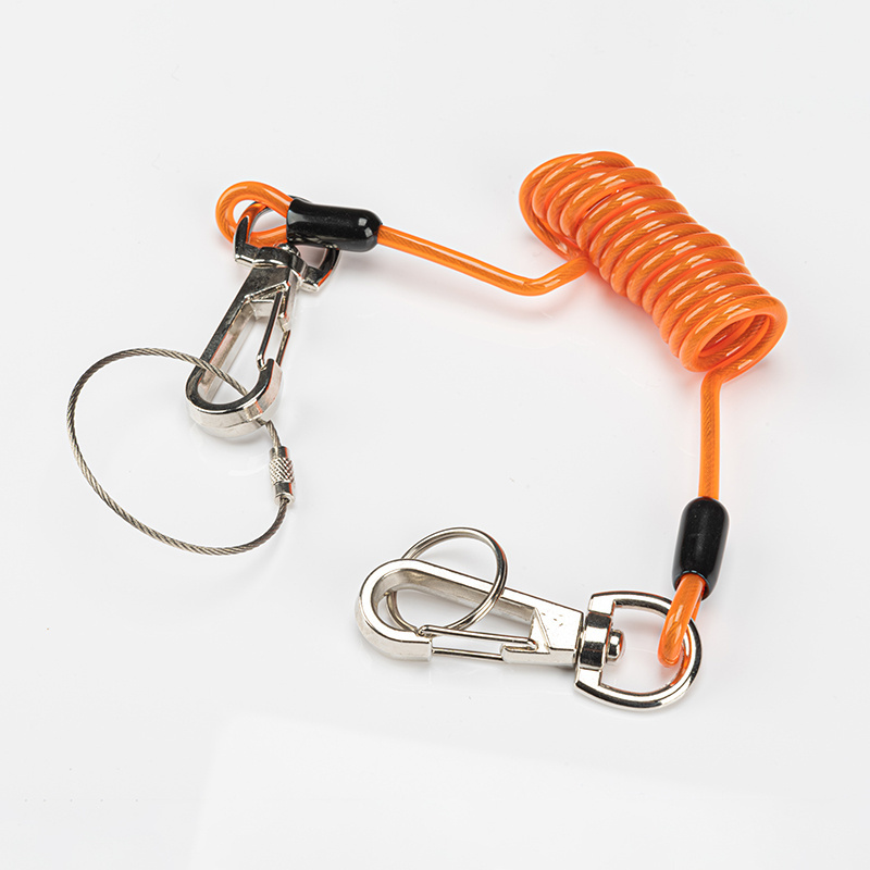 High Quality Keychain Spring Plastic Spiral Cord Coil Holder Magnetic Clip Bungee Safety Retractable For Coiled Tool Lanyard