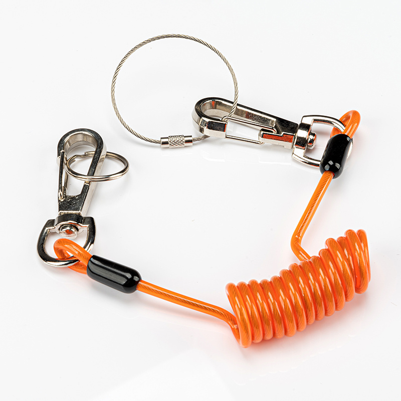 High Quality Keychain Spring Plastic Spiral Cord Coil Holder Magnetic Clip Bungee Safety Retractable For Coiled Tool Lanyard