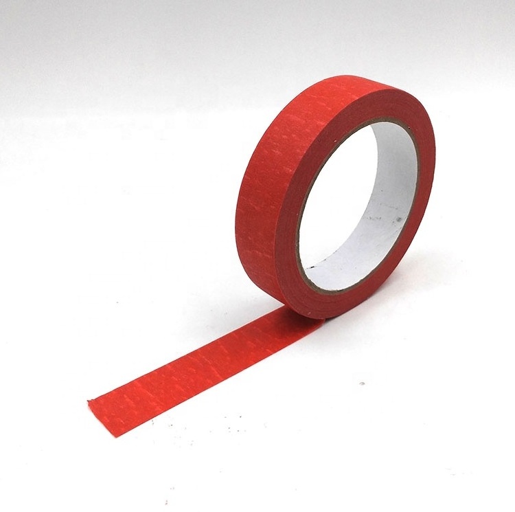 Automotive Masking Tape Red Color Textured Crepe Paper Paint Masking Tape