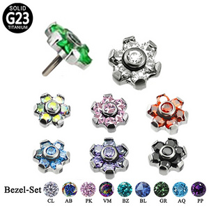 G23 Threadless Labret Push Pin 14G 16G 18G Bezel Set Clear CZ Opal Stone Flower Labret Earring Nose Ring