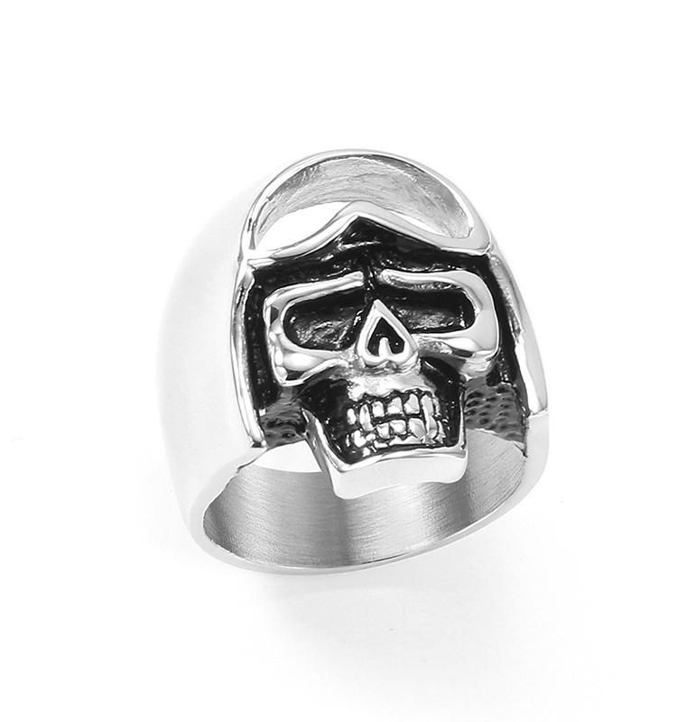 2023 Wholesale Fashion Stainless Steel Hiphop Punk Skull Rings