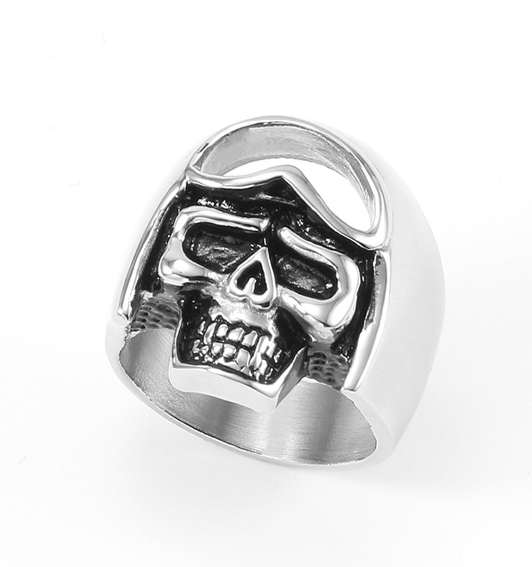 2023 Wholesale Fashion Stainless Steel Hiphop Punk Skull Rings