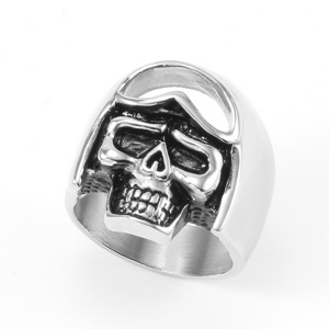 2023 Wholesale Fashion Stainless Steel Hiphop Punk Skull Rings