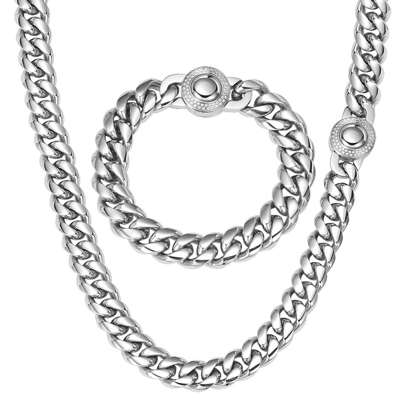 2023 OUMI Cuban Chain Bracelet Jewelry Stainless steel Icy Diamond CZ Clasp cuban link Bracelet Jewelry