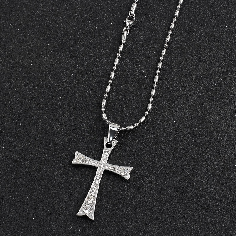 OUMI Wholesale Pendant Jewelry Stainless Steel Fashion Crystal Cross Silver Pendant For Womens/Mens