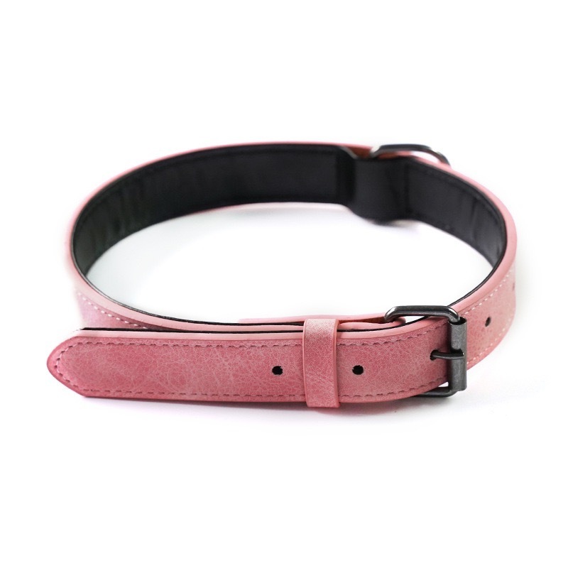 Adjustable Super Fiber PU Leather Dog Collar Solid Color with Breakaway Feature Cheap Wholesale Manufacturer Anti-Lost Accessory