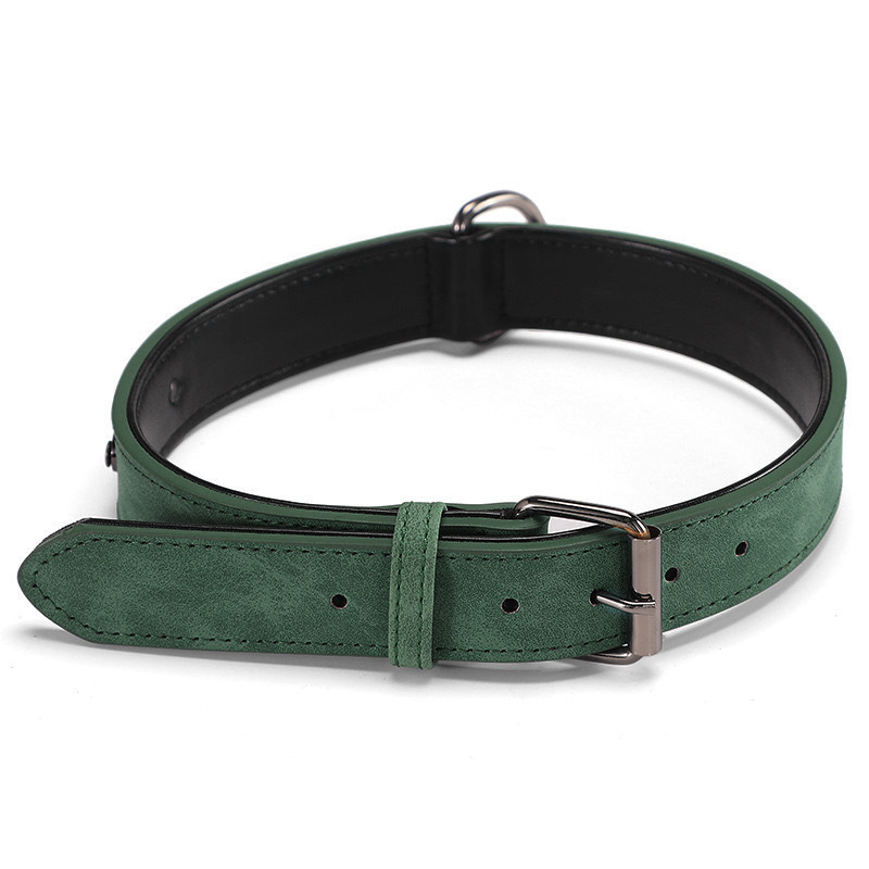 Adjustable Super Fiber PU Leather Dog Collar Solid Color with Breakaway Feature Cheap Wholesale Manufacturer Anti-Lost Accessory