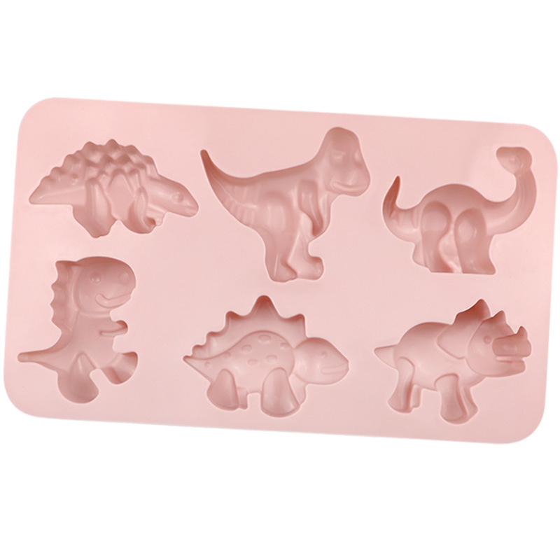 Non-stick 6 cavity Cute Dinosaur Silicone Molds Chocolate Cookie Candy Soap  Molds silicon molds fondant cake decoration