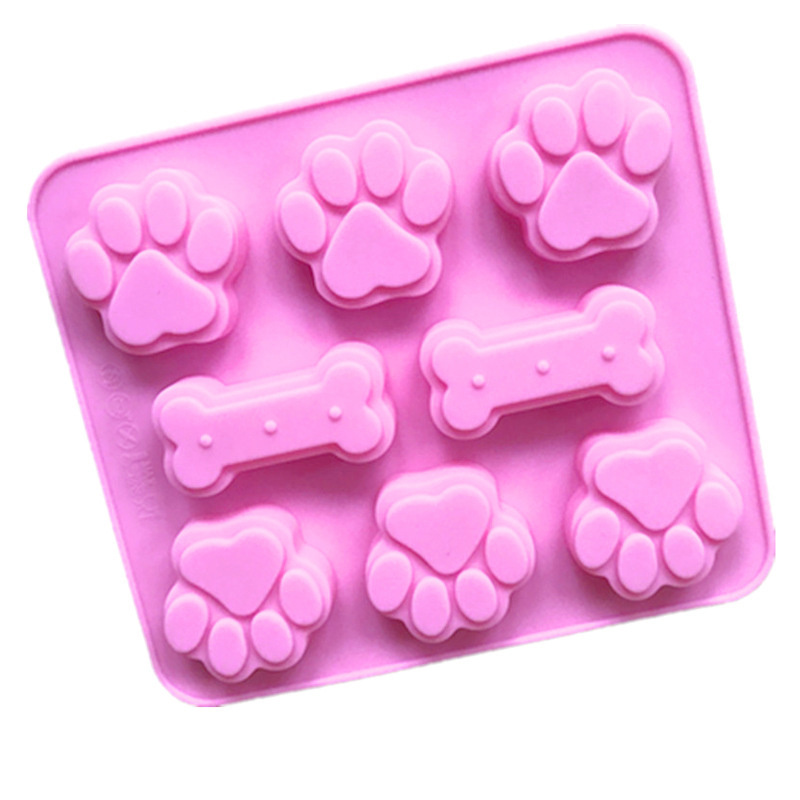 8 Cavity Cute Cat Dog  Paw Bone Shaped Silicone Molds Cute Animal Paw Chocolate Cookie Candy Molds moldes de chocolate