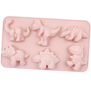 Non-stick 6 cavity Cute Dinosaur Silicone Molds Chocolate Cookie Candy Soap  Molds silicon molds fondant cake decoration