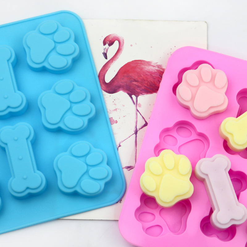 8 Cavity Cute Cat Dog  Paw Bone Shaped Silicone Molds Cute Animal Paw Chocolate Cookie Candy Molds moldes de chocolate