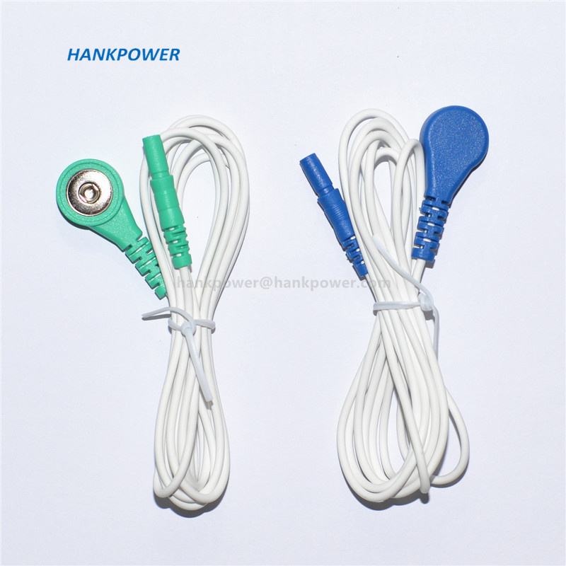 Flexible TPE PVC ECG Electrode Cable Wire 4.0MM Snap Button ECG Snap to DIN 1.5MM Lead wire