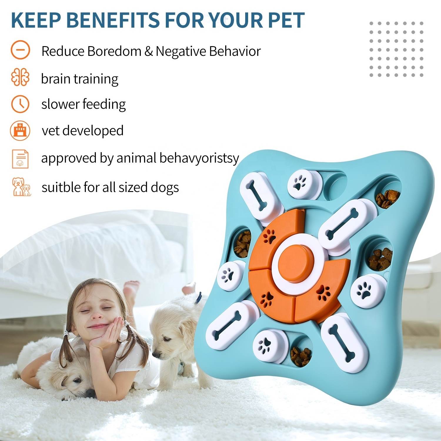 Multifunctional Squeak Interactive Dog Enrichment Toys,Pet Enrichment Toys  Anxiety Treat Feeder Dog Puzzle Toy