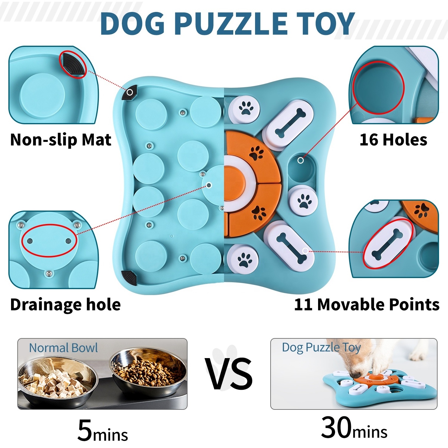 Multifunctional Squeak Interactive Dog Enrichment Toys,Pet Enrichment Toys  Anxiety Treat Feeder Dog Puzzle Toy