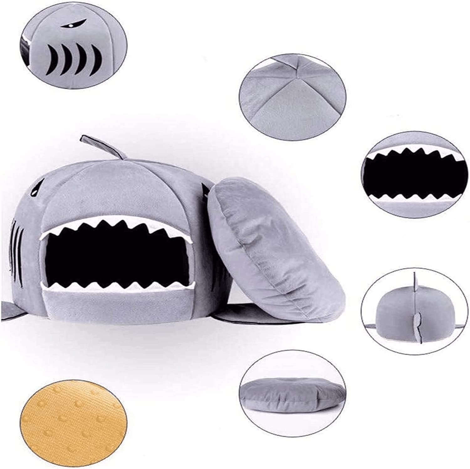 Cat Litter Hot Cat Mat Shark-Shaped Kennel Kitten Bed One Mat Two Usage Shark Bed for Small Cat Dog Cave Cozy Bed Removable